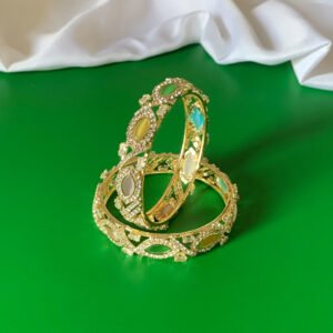 Gold Plated Imitation AD Pastel Multicolor Bangle Set