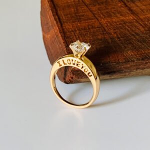 Rose Gold Imitation AD I Love You Engagement Finger Ring