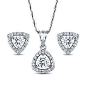 Trillion Pendant Set for Women & Girls with Chain and Earrings