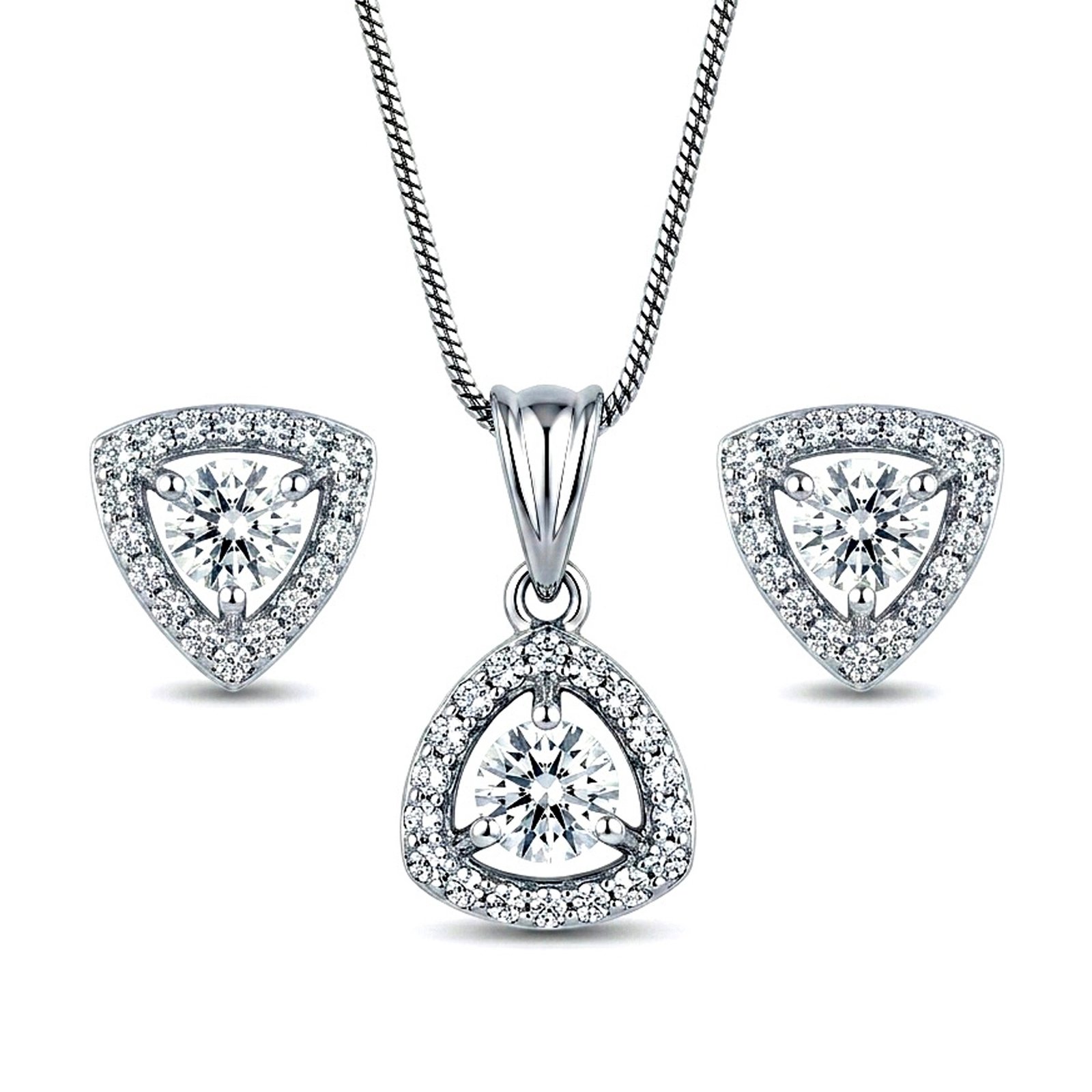 Trillion Pendant Set for Women & Girls with Chain and Earrings