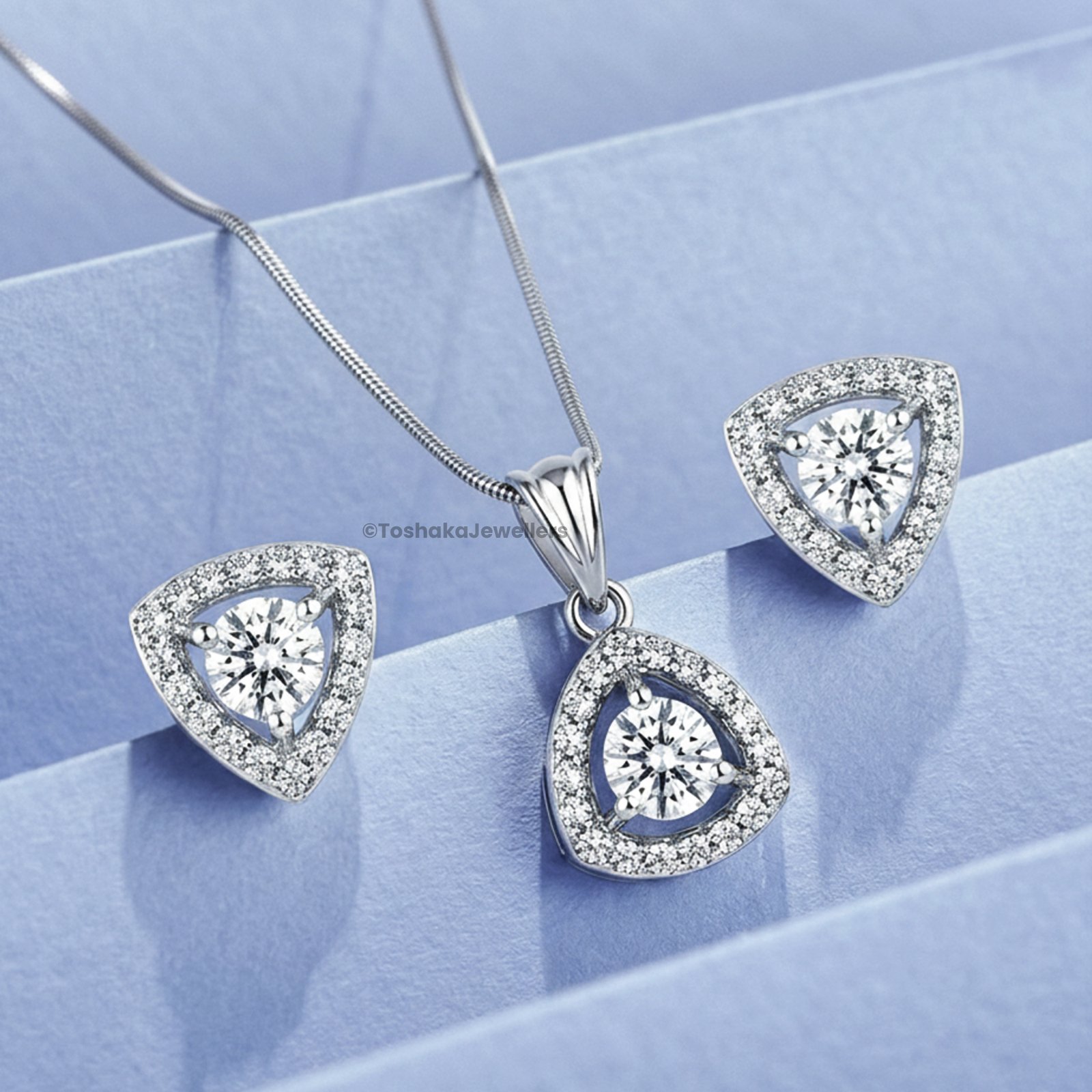 Trillion Pendant Set for Women & Girls with Chain and Earrings - Image 4