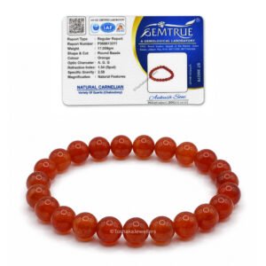 Carnelian Bracelet for Men and Women with Certificate of Authenticity