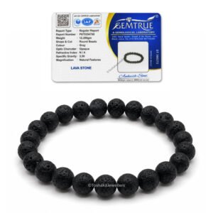 Lava Stone Bracelet for Men and Women with Certificate of Authenticity