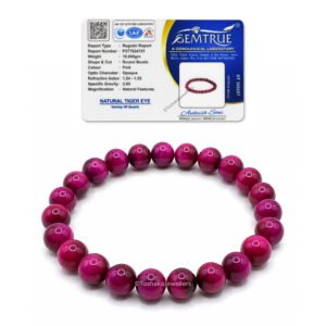 Pink Tiger Eye Bracelet for Men and Women with Certificate of Authenticity