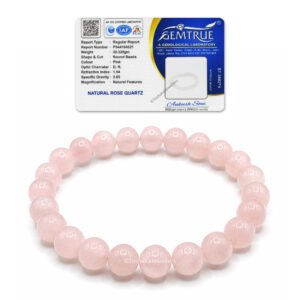 Rose Quartz Bracelet for Men and Women with Certificate of Authenticity